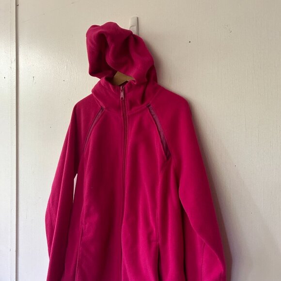 Columbia Fleece Jacket Womens Medium Pink Full Zip Pockets Barbiecore - Picture 2 of 7